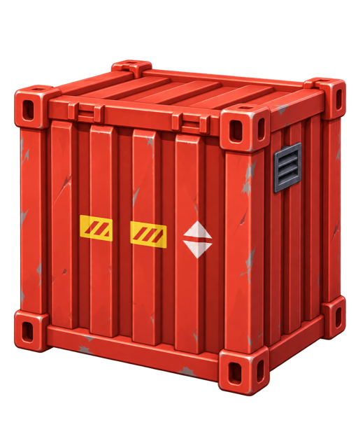 Container vermelho em perspectiva à direita